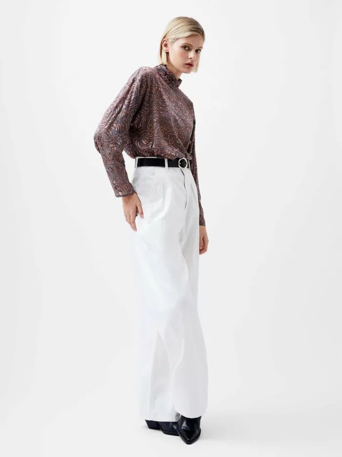 French Connection Becky Devore Turtle Neck Top Bronze Multi Women Tops