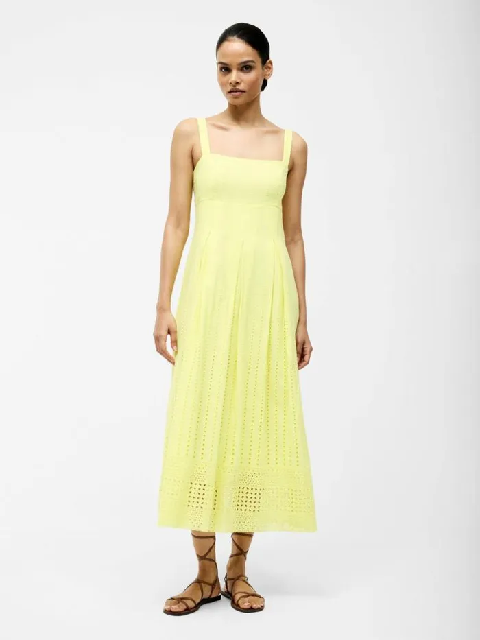 French Connection Broderie Strap Dress Lemon Gelato Women Dresses