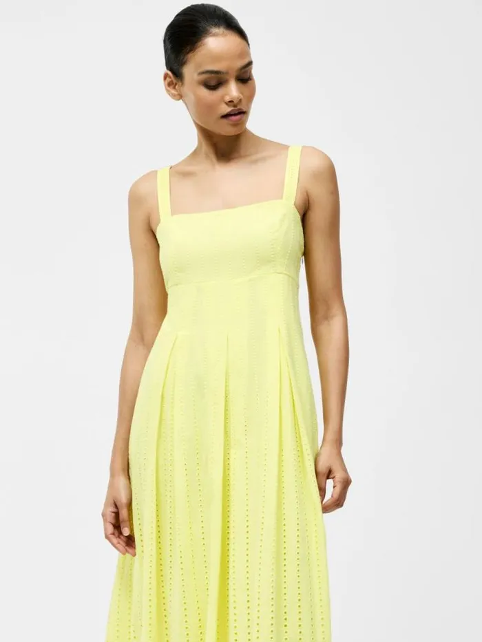 French Connection Broderie Strap Dress Lemon Gelato Women Dresses