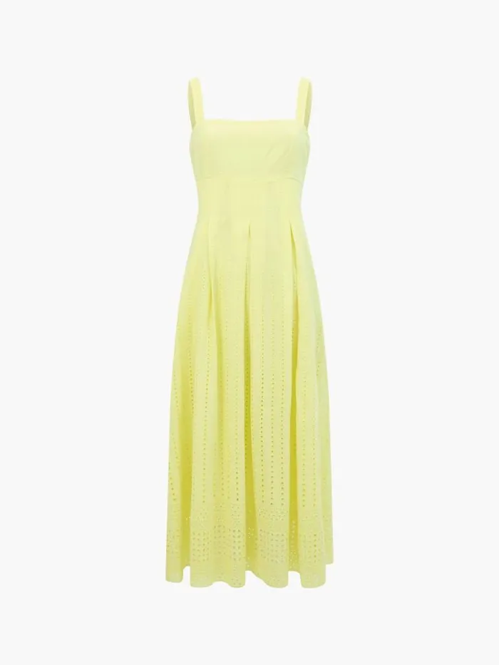 French Connection Broderie Strap Dress Lemon Gelato Women Dresses