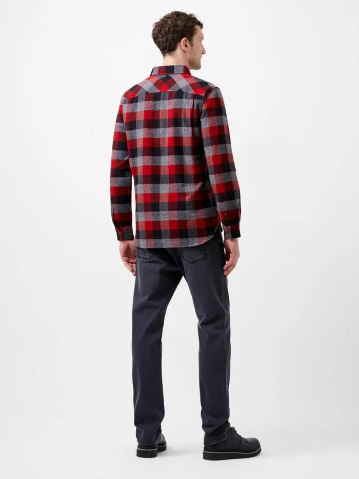 French Connection Brushed Flannel Check Shirt Burgundy Red Men Shirts