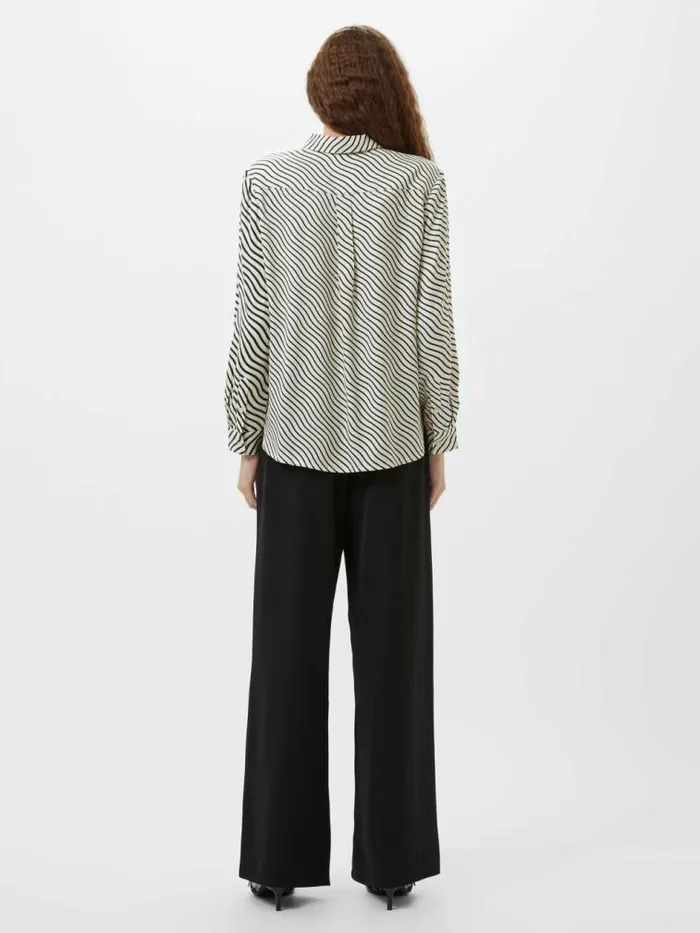 French Connection Candice Satin Stripe Shirt Blackcream Women Tops