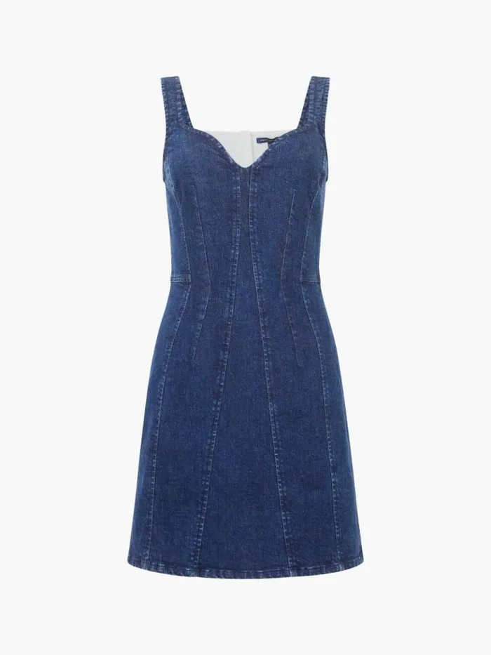 French Connection Cara Denim Mini Dress Mid Wash Women Dresses