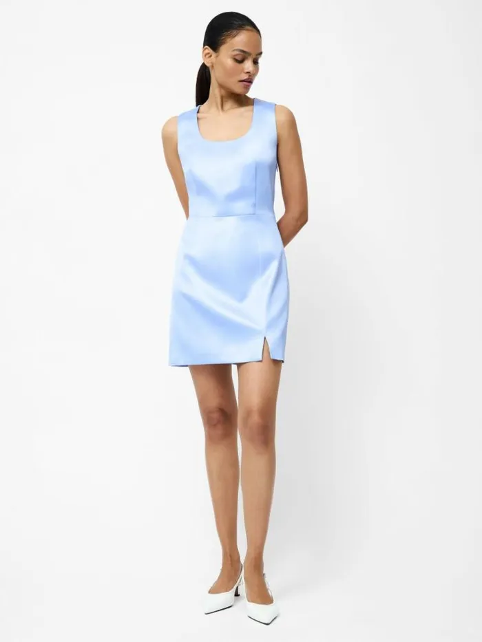French Connection Carey Satin Mini Dress Pale Iris Women Dresses