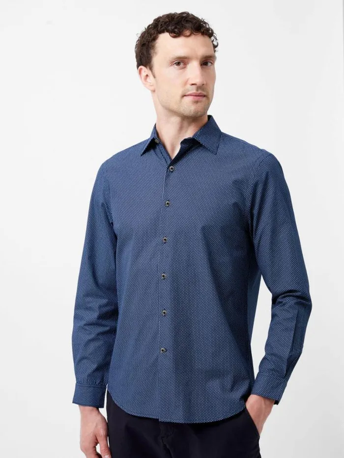 French Connection Classic Collar Printed Shirt Blue Print Men Shirts