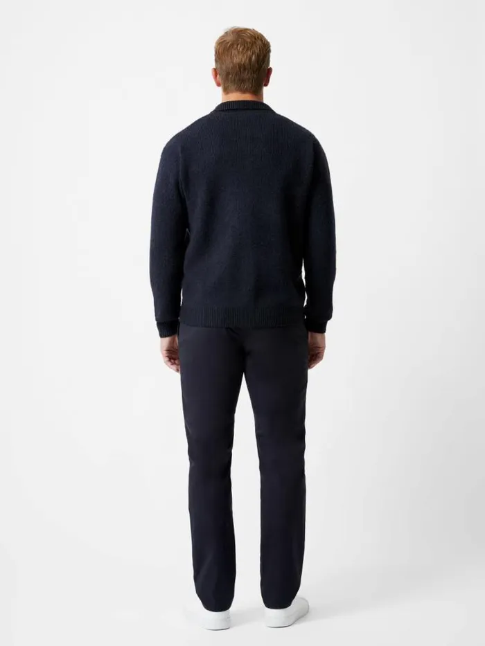 French Connection Collared ButtonDown Knit Cardigan Marine Men Knitwear