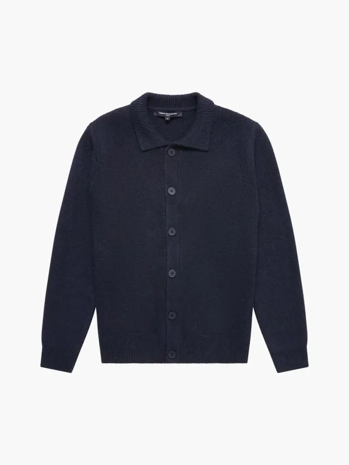 French Connection Collared ButtonDown Knit Cardigan Marine Men Knitwear