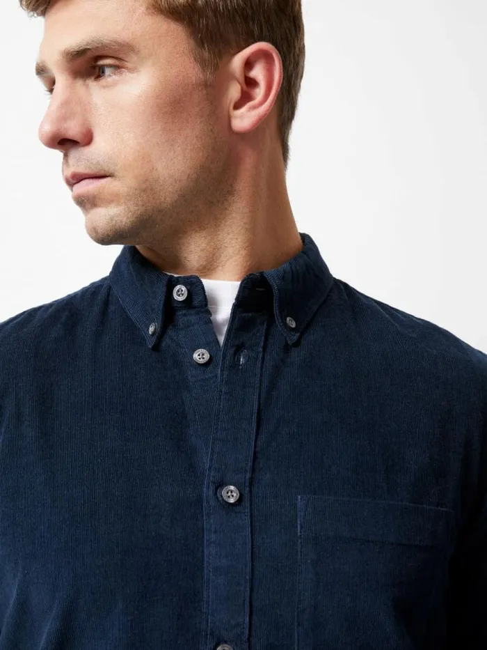 French Connection Cord Long Sleeve Shirt Marine Men Shirts