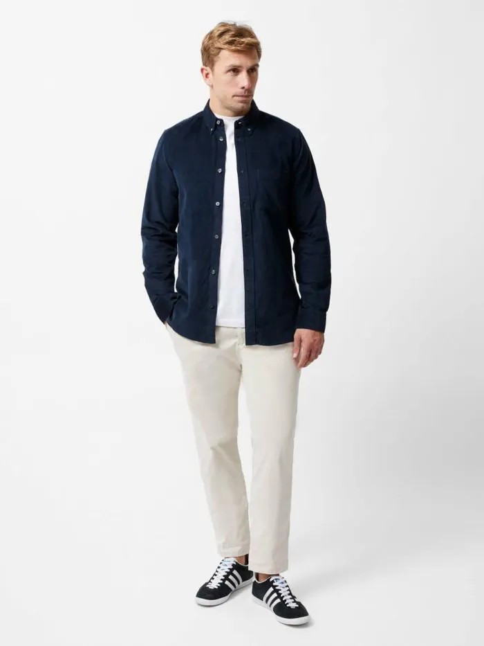 French Connection Cord Long Sleeve Shirt Marine Men Shirts