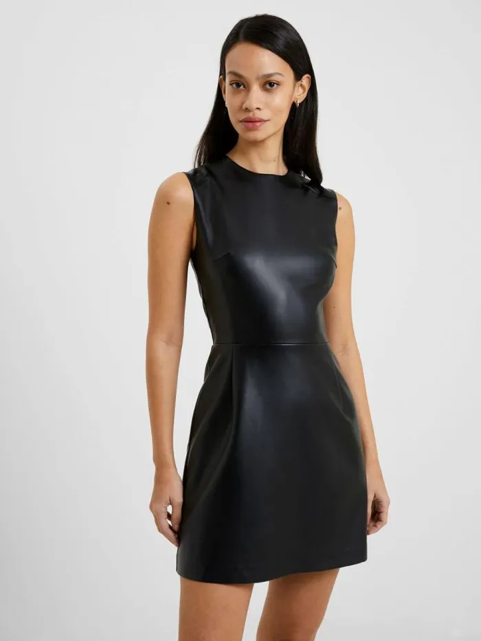 French Connection Crolenda PU Mini Dress Black Women Dresses