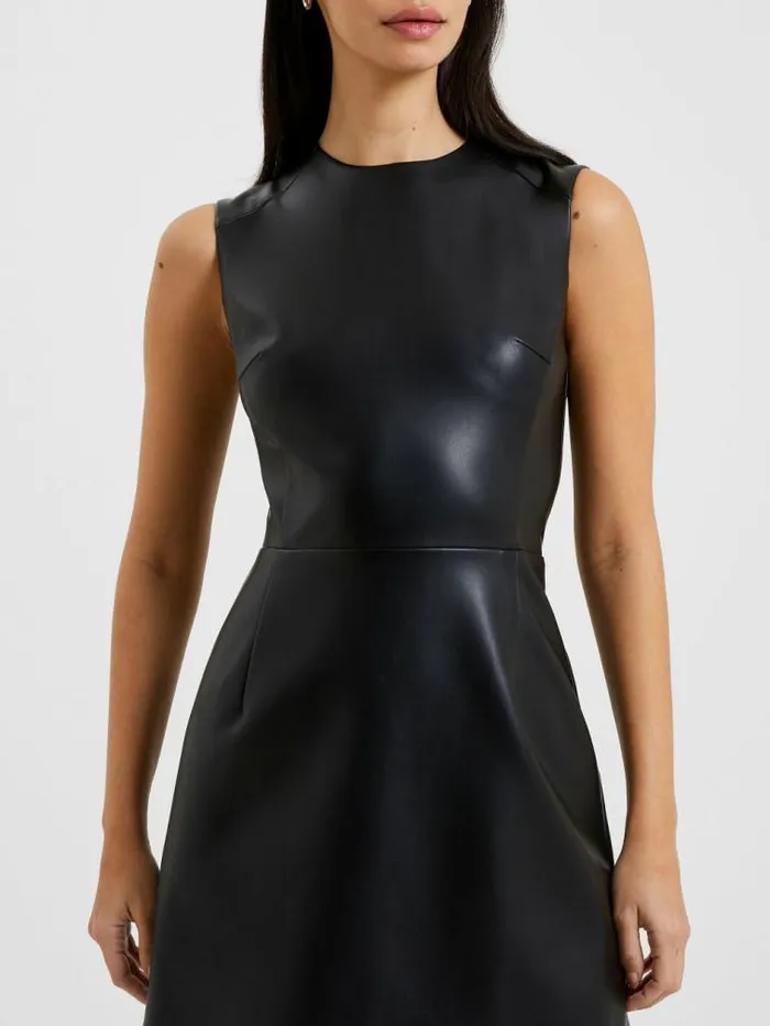French Connection Crolenda PU Mini Dress Black Women Dresses