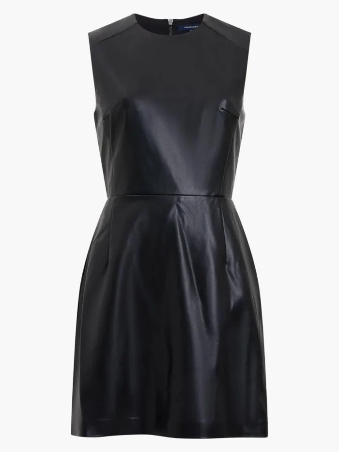 French Connection Crolenda PU Mini Dress Black Women Dresses