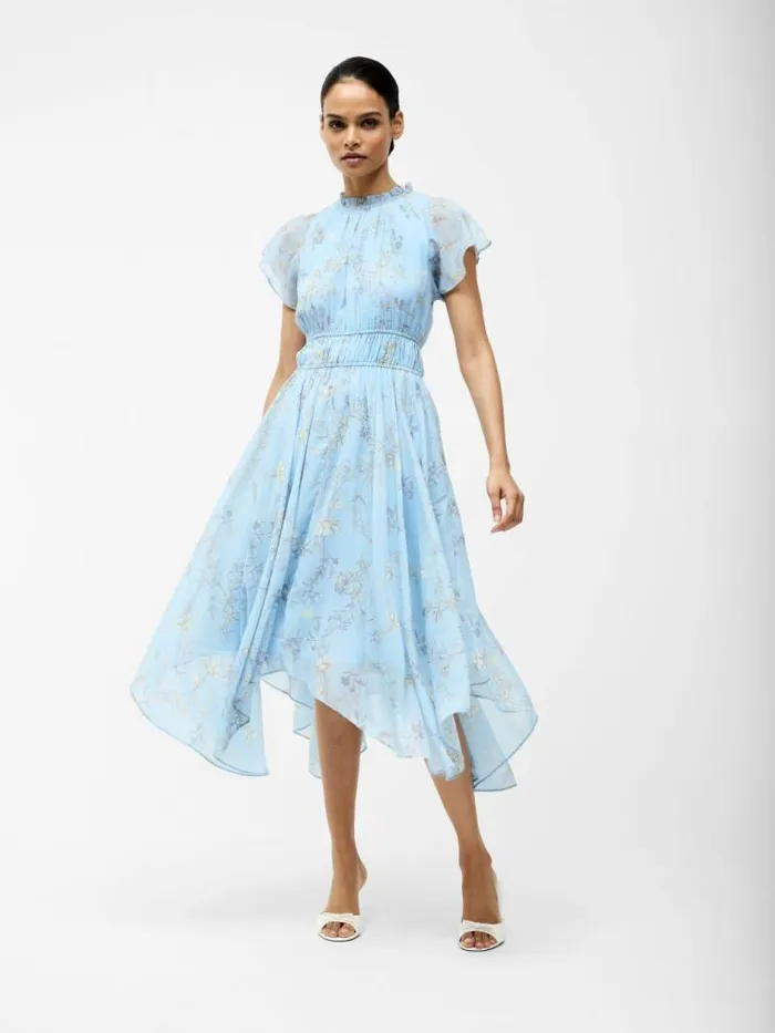 French Connection Diana Gathered Flowing Dress Cashmere Blue Women Dresses