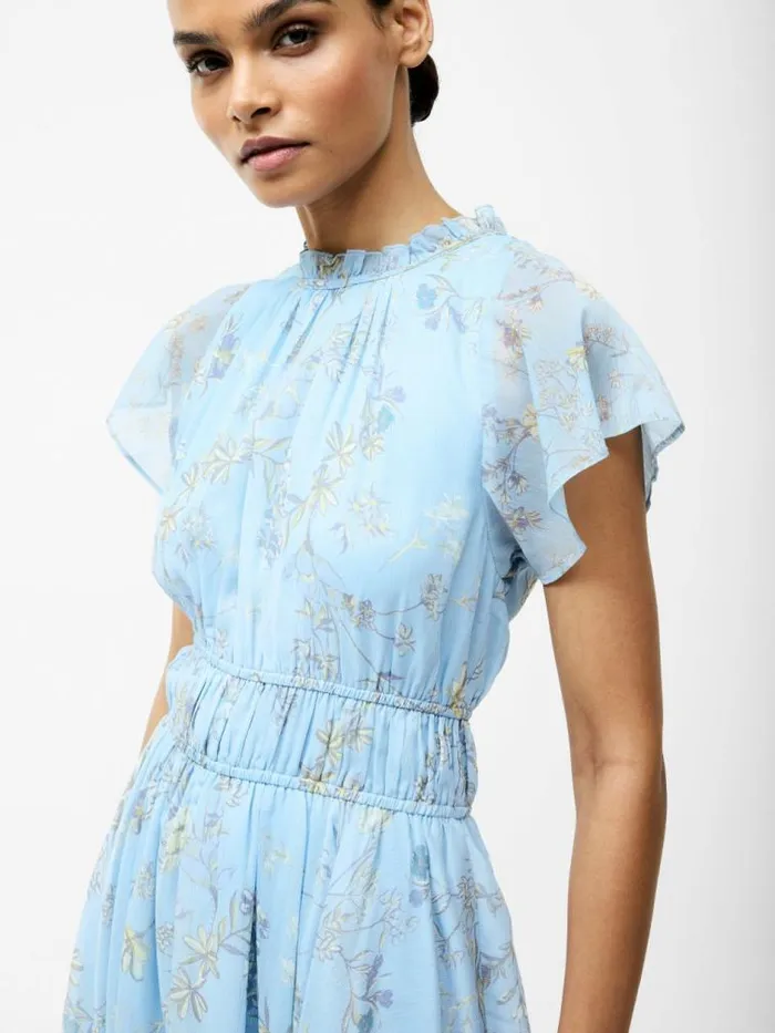 French Connection Diana Gathered Flowing Dress Cashmere Blue Women Dresses