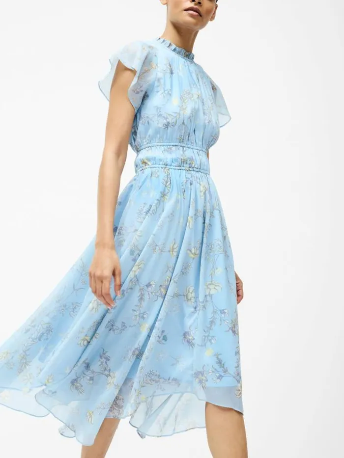 French Connection Diana Gathered Flowing Dress Cashmere Blue Women Dresses