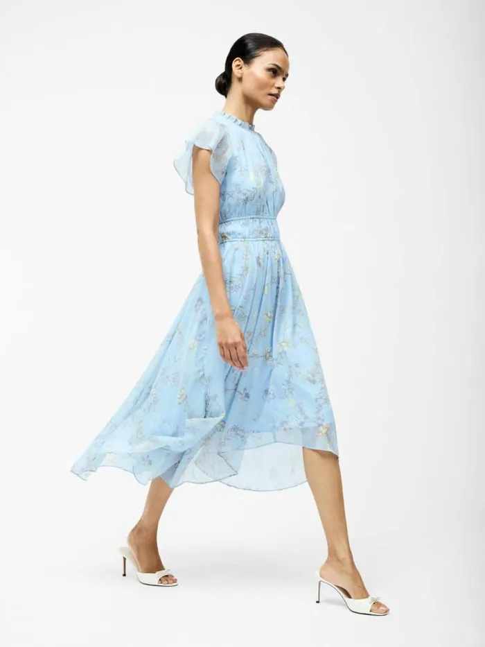 French Connection Diana Gathered Flowing Dress Cashmere Blue Women Dresses