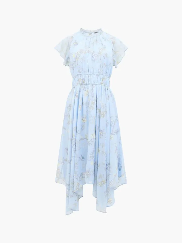 French Connection Diana Gathered Flowing Dress Cashmere Blue Women Dresses