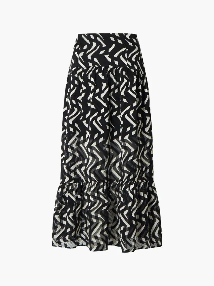 French Connection Diandra Satin Devore Skirt Blackcream Women Skirts