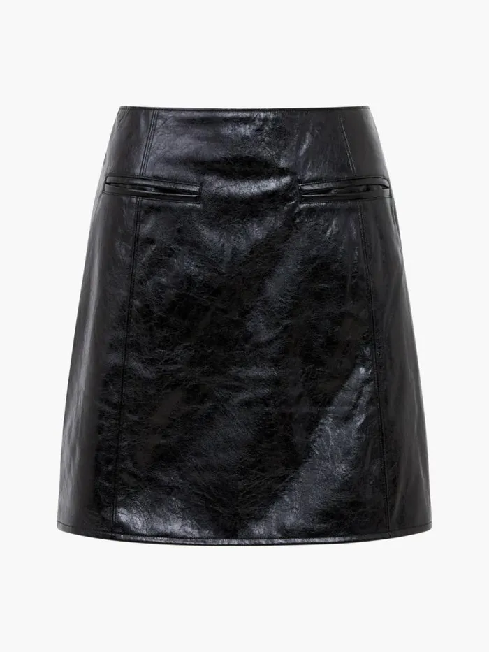 French Connection Emmett PU Mini Skirt Blackout Women Skirts