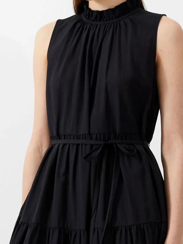 French Connection Era Poplin Midi Dress Blackout Women Dresses