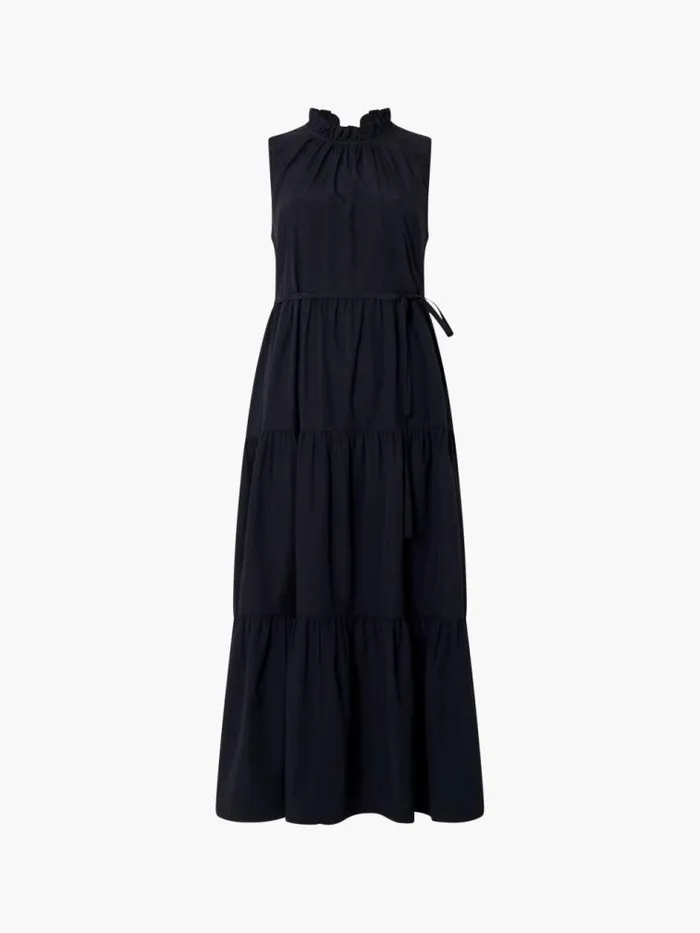 French Connection Era Poplin Midi Dress Blackout Women Dresses
