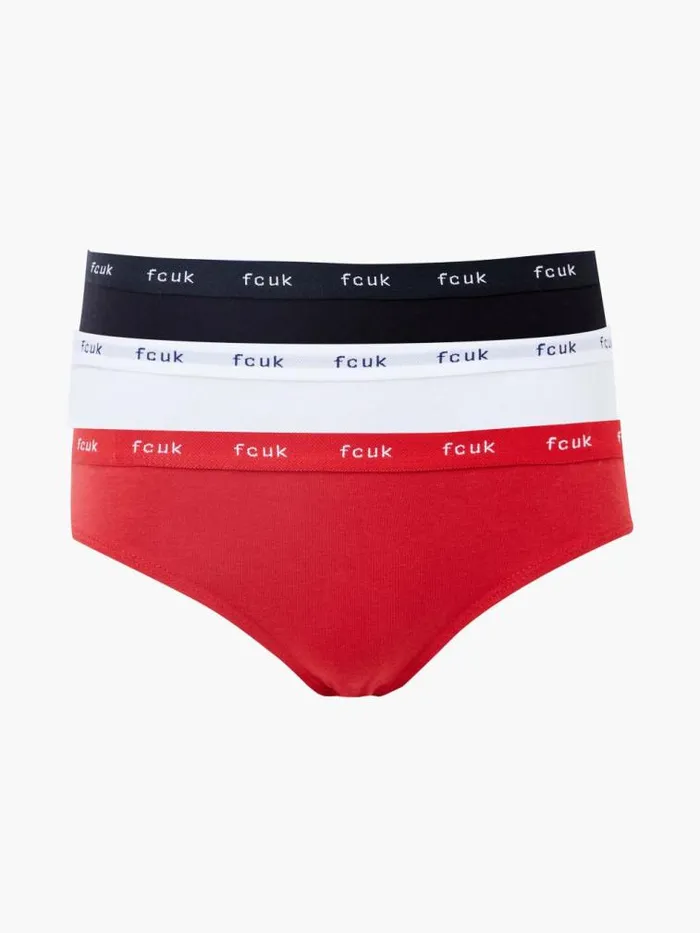 French Connection FCUK 3 Pack Briefs Blackwhitered Women Underwear and Socks