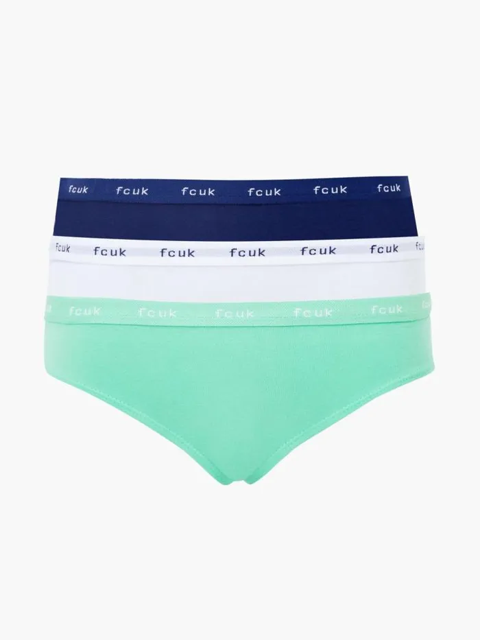 French Connection FCUK 3 Pack Briefs Navywhiteturquoise Women Underwear and Socks French Connection FCUK 3 Pack Briefs Navywhiteturquoise Women Underwear and Socks
