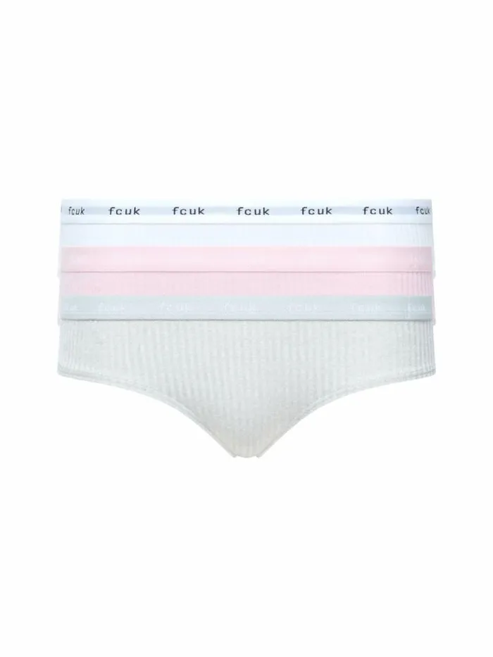 French Connection FCUK 3 Pack Ribbed Briefs Greywhitepink Women Underwear and Socks French Connection FCUK 3 Pack Ribbed Briefs Greywhitepink Women Underwear and Socks
