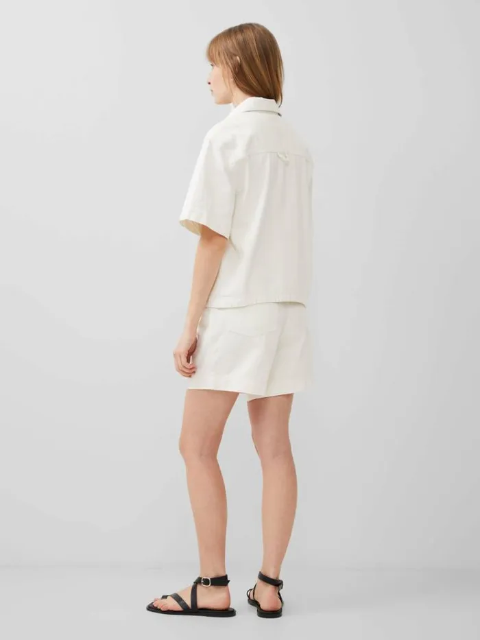 French Connection Finley Denim Short Sleeve Shirt Ecru Women Tops