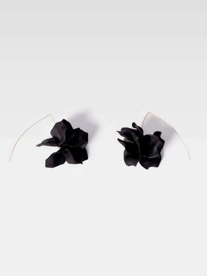 French Connection Floral Threader Earrings Blackgold Women Jewellery