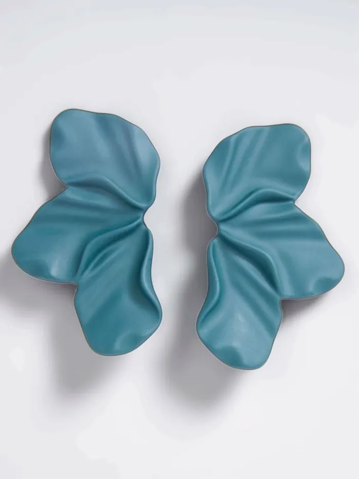 French Connection Flower Piece Earrings Dark Green Women Jewellery