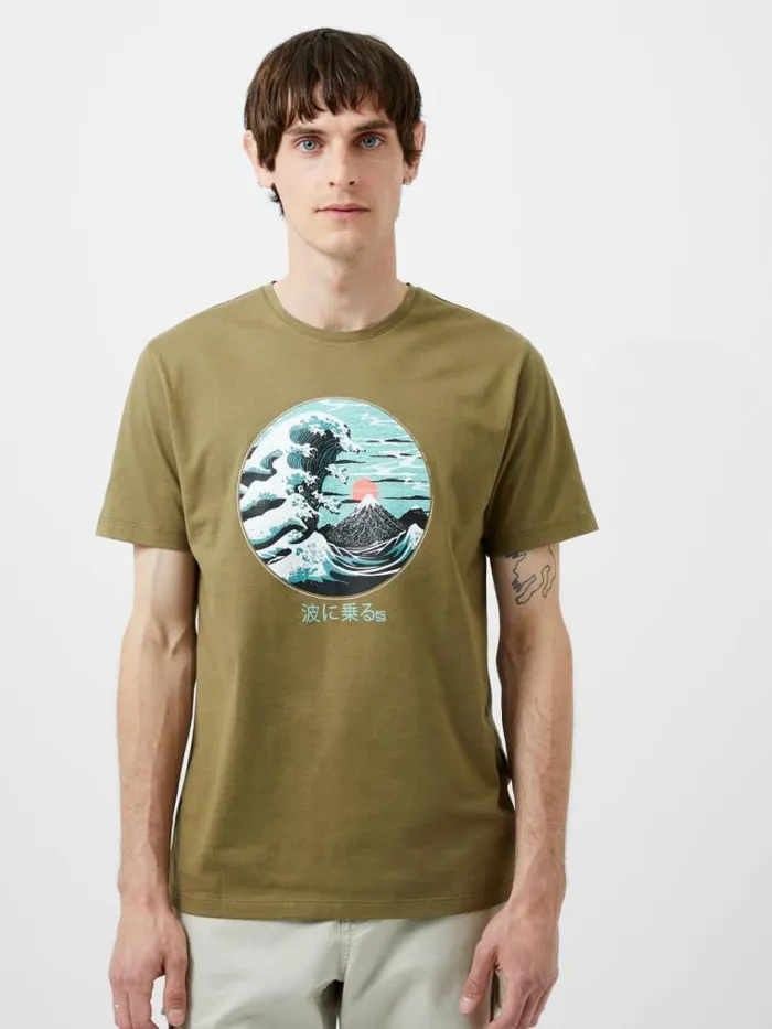 French Connection Great Wave Organic Graphic TShirt Light Green Men TShirts and Polo Shirts French Connection Great Wave Organic Graphic TShirt Light Green Men TShirts and Polo Shirts