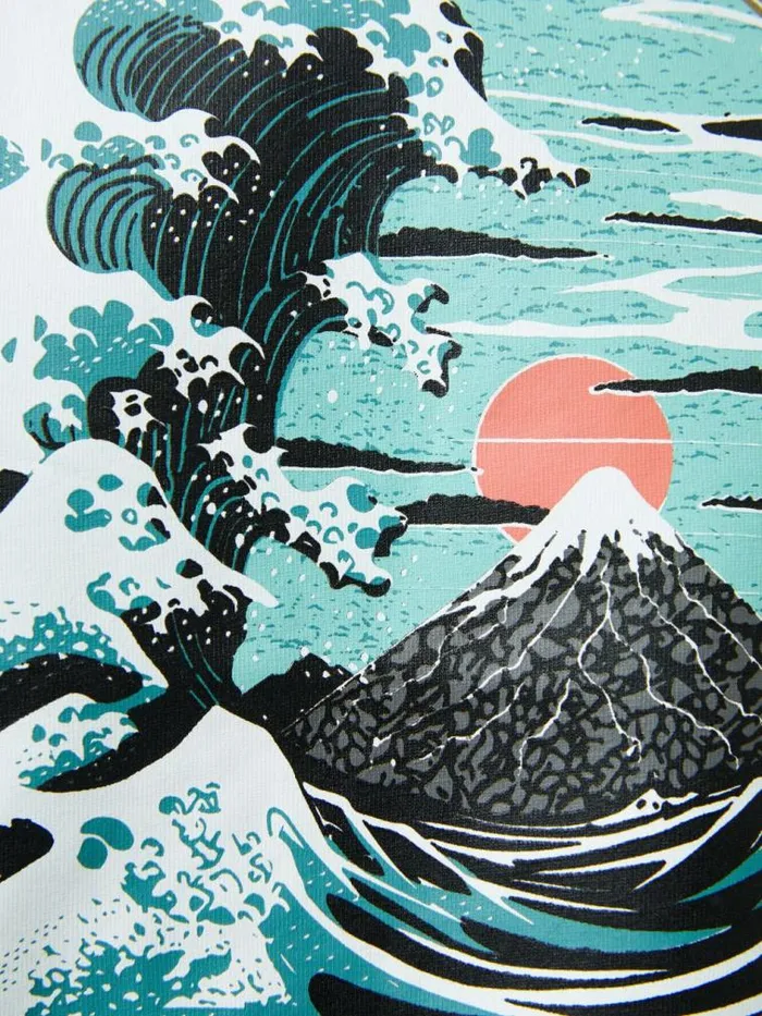 French Connection Great Wave Organic Graphic TShirt Light Green Men TShirts and Polo Shirts