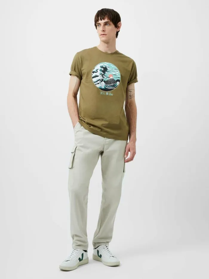French Connection Great Wave Organic Graphic TShirt Light Green Men TShirts and Polo Shirts