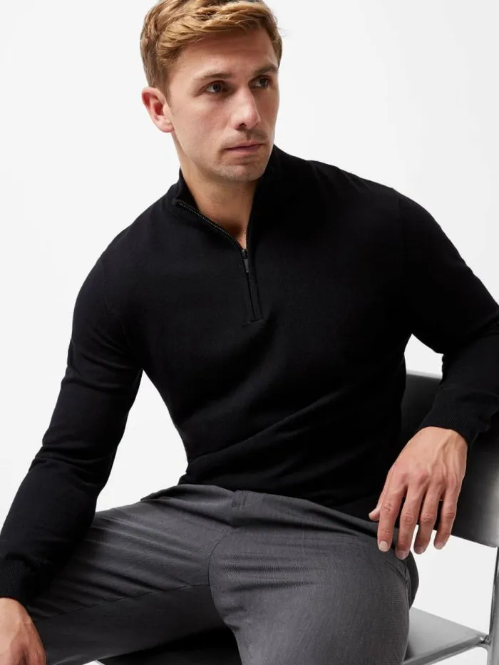 French Connection Half Zip Knitted Jumper Black Men Knitwear