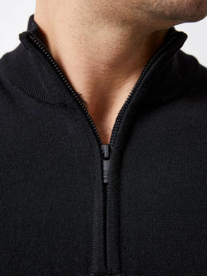 French Connection Half Zip Knitted Jumper Black Men Knitwear