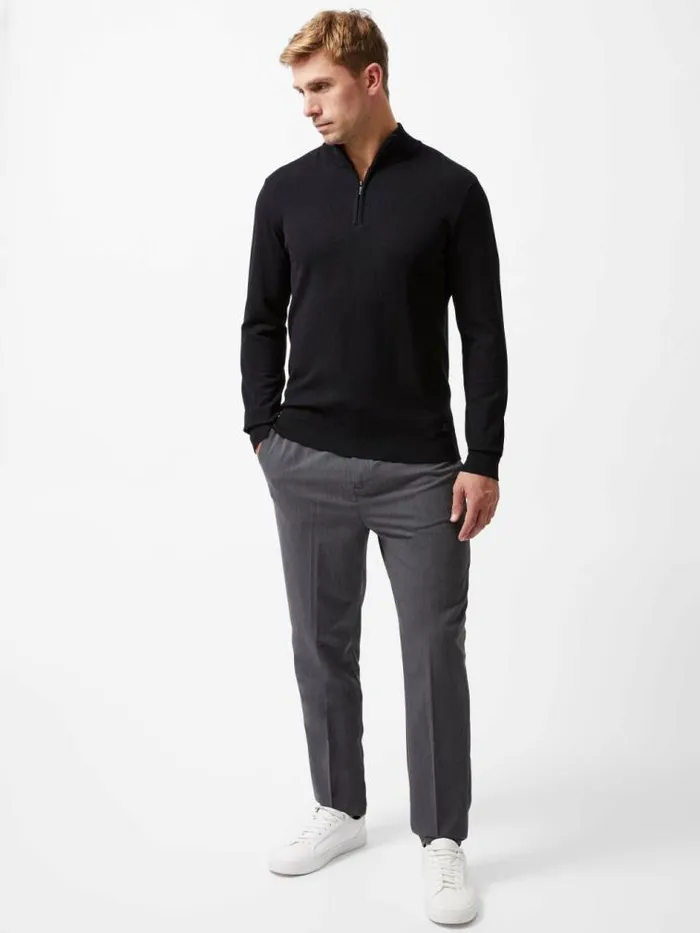 French Connection Half Zip Knitted Jumper Black Men Knitwear