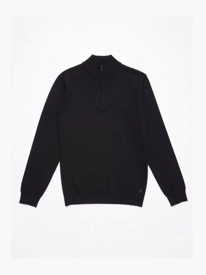 French Connection Half Zip Knitted Jumper Black Men Knitwear