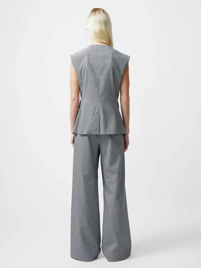 French Connection Holden Houndstooth Crew Neck Waistcoat Blackecru Women Tops