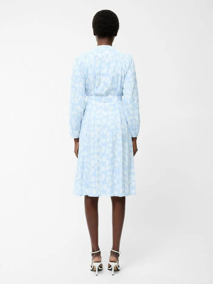 French Connection Islanna Long Sleeve Belted Midi Dress Cashmere Blue Women Dresses