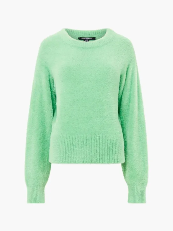 French Connection Jacelin Fluffy Crew Neck Jumper Vivid Green Women Jumpers and Cardigans