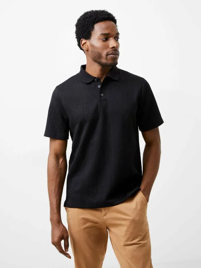 French Connection Jacquard Short Sleeve Polo Shirt Black Men TShirts and Polo Shirts French Connection Jacquard Short Sleeve Polo Shirt Black Men TShirts and Polo Shirts