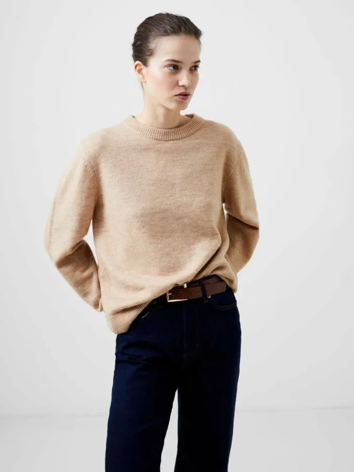 French Connection Kesia Recycled Crew Neck Jumper Camel Mel Women Jumpers and Cardigans French Connection Kesia Recycled Crew Neck Jumper Camel Mel Women Jumpers and Cardigans