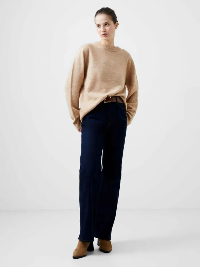French Connection Kesia Recycled Crew Neck Jumper Camel Mel Women Jumpers and Cardigans