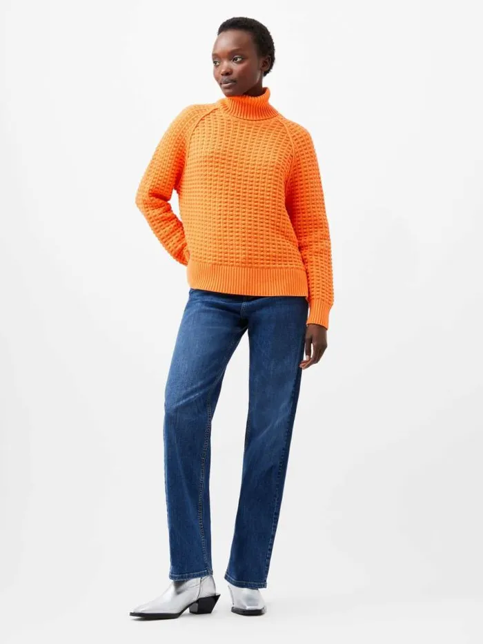 French Connection Keya Popcorn Knit Mozart Jumper Coral Rose Women Jumpers and Cardigans