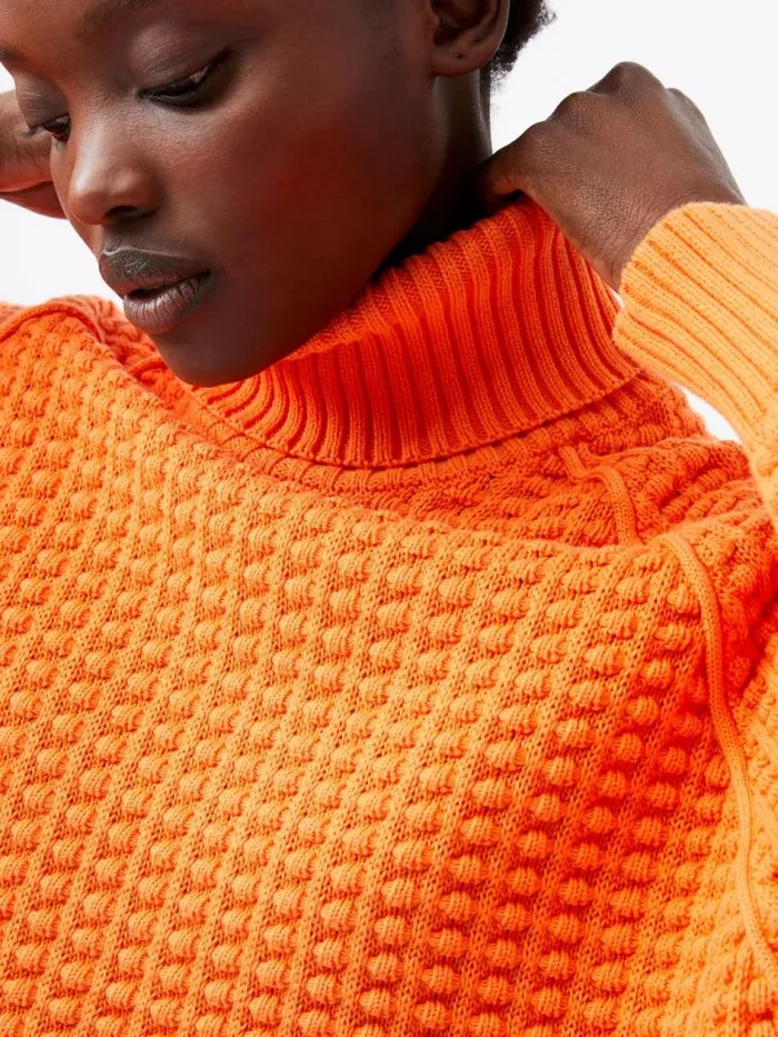 French Connection Keya Popcorn Knit Mozart Jumper Coral Rose Women Jumpers and Cardigans