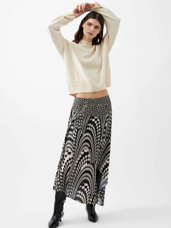 French Connection Kezia Recycled Pearl Cuff Detail Jumper Classic Cream Women Jumpers and Cardigans