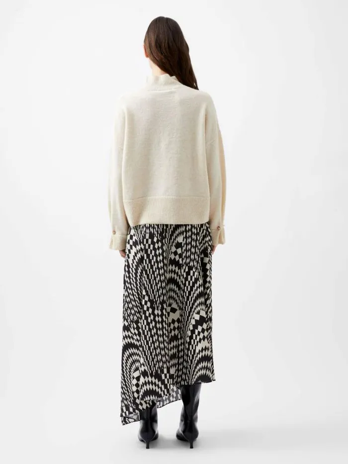 French Connection Kezia Recycled Pearl Cuff Detail Jumper Classic Cream Women Jumpers and Cardigans