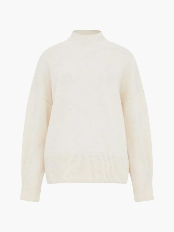 French Connection Kezia Recycled Pearl Cuff Detail Jumper Classic Cream Women Jumpers and Cardigans
