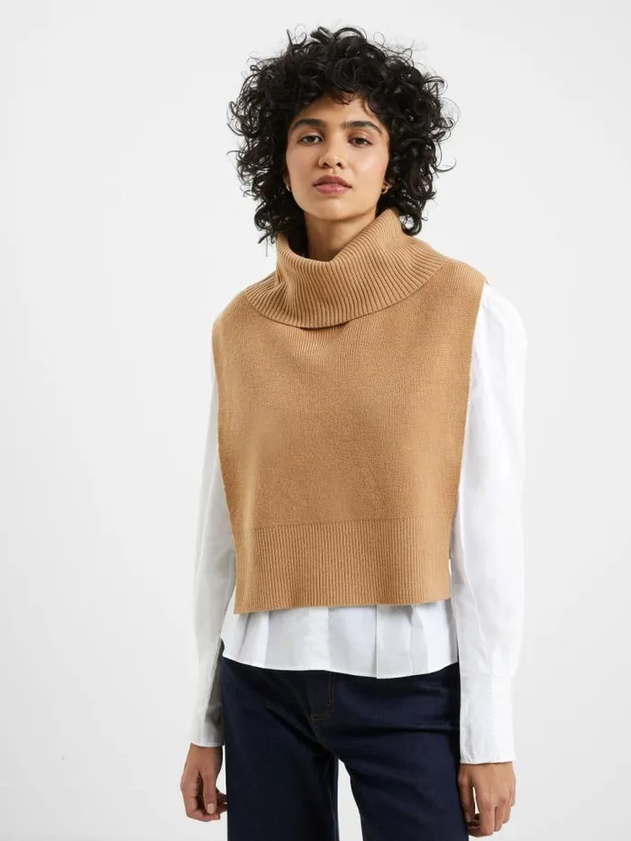 French Connection Knitted Cloak Camel Women Jumpers and Cardigans